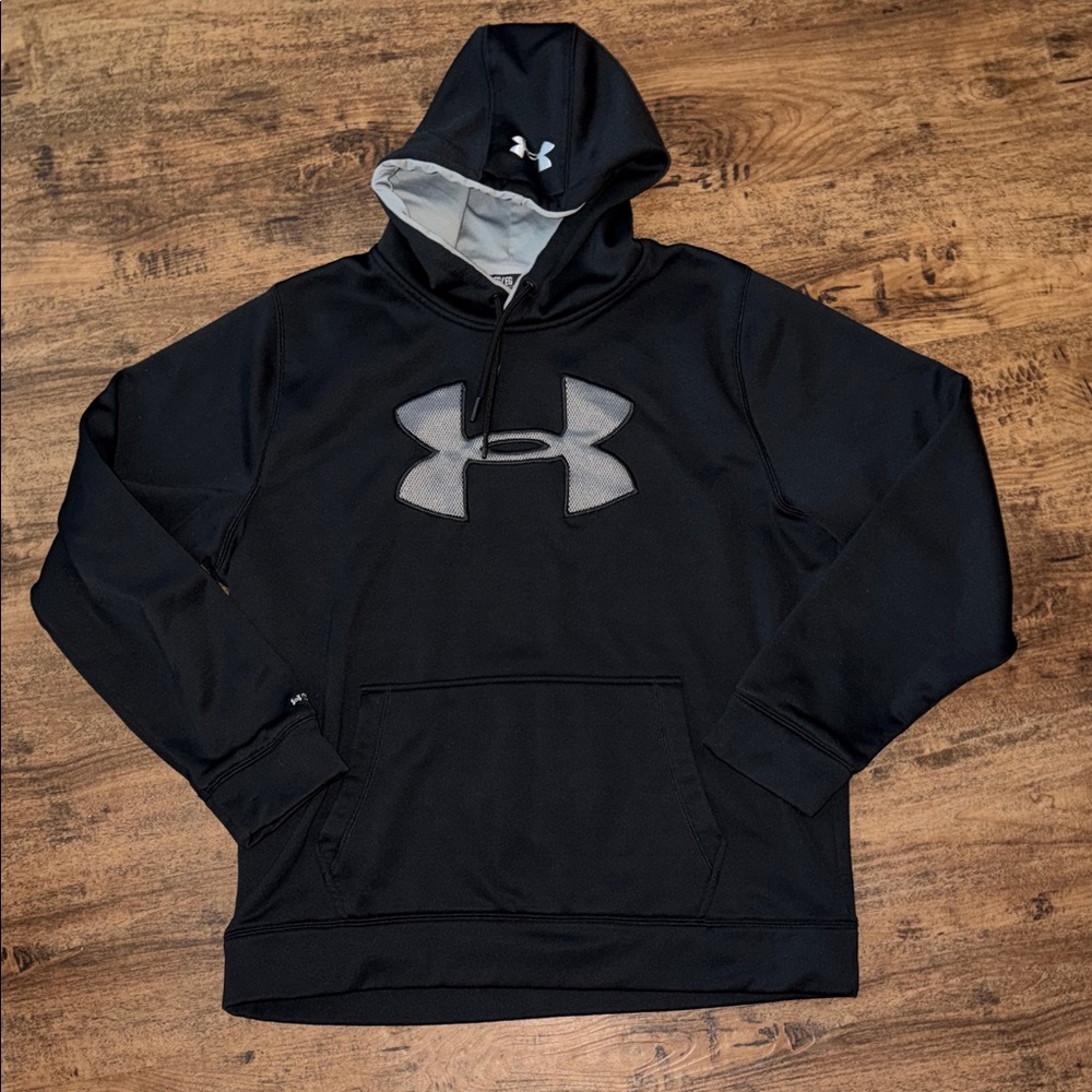 Under Armour Black Pullover Hoodie with Gray Logo size XL